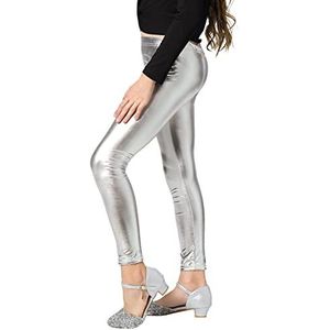 Adorel Meisjes Effen Broek Goudkleurige Metallic Danslegging Zilver 7 Jaar (Fabrikant maat: 130)