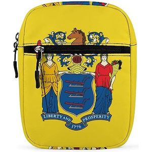 New Jersey State Flag Mini Crossbody Tas Unisex Anti-Diefstal Side Schoudertassen Reizen Kleine Messenger Bag