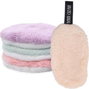 4 stuks wasbare make-up remover, gezichtsspons, herbruikbaar katoen, wasbaar, dubbelzijdig, voor gezichtsreiniging (4 kleuren)