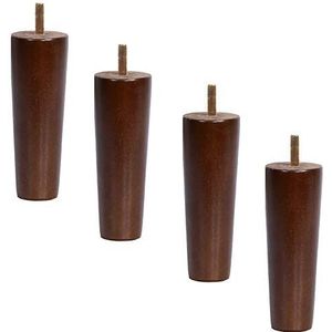 Massief houten meubelpoten, sofa voeten, Set van 4 rubberen houten bankpoten, taps toelopende salontafelmeubelvoeten, kastvervangende poten, stoelpoten, met M8 draadstang, walnoot (schuin 30 cm (11,8