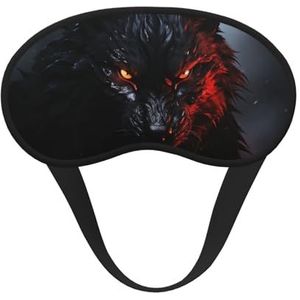 Slaapmasker, grote zwarte wolf met rode ogen, oogmasker om te slapen, verduisterend, oogslaapmasker, voor mannen en vrouwen, slaapmasker, comfortabel, blinddoek voor nachtrust, reizen, dutje, kantoor