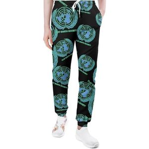 Flat Earth Society Joggingbroek voor heren, casual joggingbroek, atletische loungebroek met zakken voor vrouwen