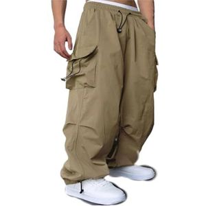 Cargobroek For Heren, Elastische Taille, Herenwerkbroek Met Cargojoggers Met Zak(Khaki,3XL)
