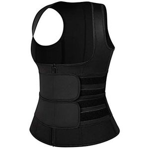 Lintat Vrouwen Taille Trainer Corset Rits Vest Neopreen Gewichtsverlies Body Shaper Workout Tank Top met Verstelbare Bandjes, Zwart, M