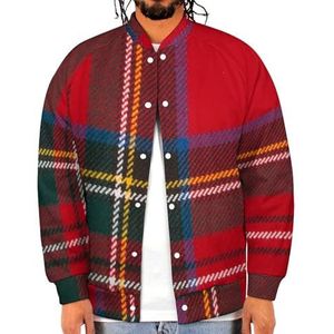 Rode Tartan Ontwerp Grappige Mannen Baseball Jacket Gedrukt Jas Zacht Sweatshirt Voor Lente Herfst