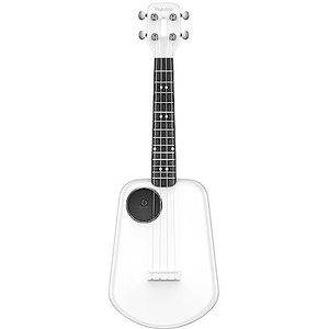 Smart Ukulele, 0 Basic Entry, APP Intelligent Interaction, LED Light Guide, Cool Carbon Fiber, 23 Inch Small Guitar, Ukulele, Geschikt for kinderen en beginners (Color : White)