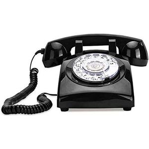 Telefoon thuis telefoon 60s klassieke algemene postkantoor stijl wijzerplaat Desner retro telefoon draaiknop telefoon retro stijl telefoon vintage telefoon klassieke bureautelefoon (zwart)