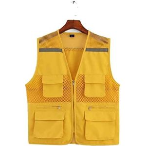 Kamizelki bezpieczeństwa, Veiligheidsvest Hi-Vis Mesh Reflecterende Zakken Ritssluiting Buitenwerk Multicolor Meerdere Maten(Giallo,4XL)