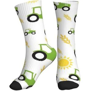 Jkkghll Tractor Farming Print Mannen Vrouwen Mid-Tube Sport Sokken Ademend Atletisch Voor Running Fitness Dagelijkse Slijtage, 1 zwart, One size