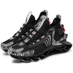 Hardloopschoen Trainers for Heren, Mode Blade Sneakers Fly Geweven Mesh Outdoor Sportschoenen Fitness Dempende Schoenen (Color : Black, Size : 39 EU)