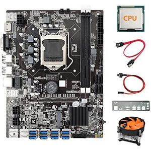 AMIUHOUN B75 8USB ETH Mijnbouw Moederbord+CPU+Baffle+Fan+ Kabel+Schakelaar Kabel LGA1155 B75 USB BTC Moederbord