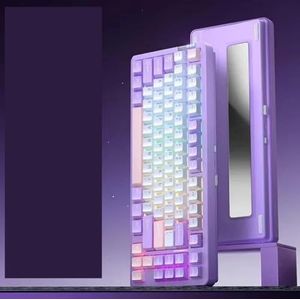 QPSJXN Drie-Mode RGB Licht Mechanisch Toetsenbord Met Hot-Swap Functie Aluminium Pakking Ontwerp Compatibele Accessoires (Paars-Smart V3)