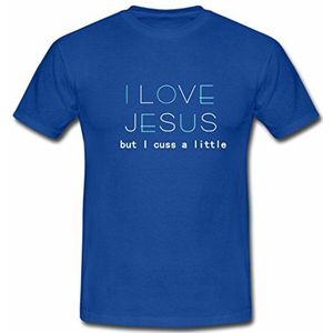 COY Print I Love Jesus Heren Katoen Crew Neck Slim Fit T-shirt blauw XL