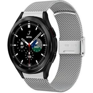 By Qubix - Compatible met Samsung Galaxy Watch 4 Classic - 42mm & 46mm - Milanese bandje met klemsluiting - Zilver - compatible samsung bandjes -