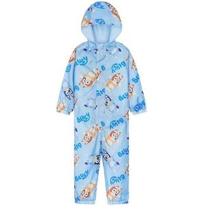 BlueY Regenpak voor kinderen, waterdicht modderpak met capuchon, regenoverall voor kinderen, gevoerd, blauw, 2-3 Jaar