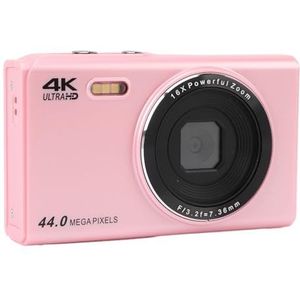 4K Digitale Camera, Verbeterde 44 MP 16x Digitale Zoom Vlogcamera met 2,4 Inch Scherm, Autofocus Anti-shake Digitale Camera voor Tieners, Jongens, Meisjes, Beginners (PINK)