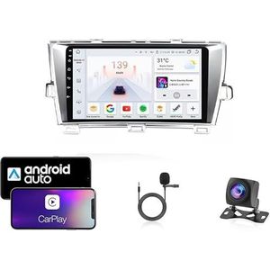 9 Inch Autoradio Compatibel voor Toyota Prius 2009-2015 met GPS Navigatie CarPlay Android Auto Acht-Core 4G Bluetooth WiFi MirrorLink Stuurwiel Afstandsbediening(T3 8 Core 4G+Wifi 2G+32G)