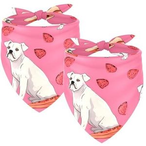 Hondenbandana's, huisdieraccessoires voor hondenliefhebbers, huisdier bandana, 2-delig, Boxer Hond Pizza Roze, Hond Sjaal