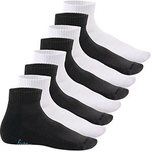 Footstar Dames en heren korte schacht sokken met badstof zool (8 paar) Sneak It!, zwart-wit, 39-42 EU
