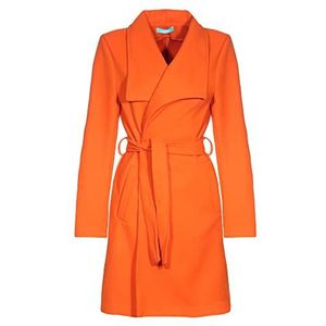 Malito 15142 Trenchcoat voor dames, effen met riem en zakken, klassieke jas voor herfst en winter, chique overgangsjas (maat S-XXL), oranje, M