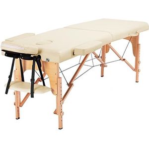 Yaheetech Massaligbank mobiele massagetafel 2 zones draagbaar massagebed in hoogte verstelbaar houten voeten incl. hoofdsteun & armleuningen 213 cm L × 82 cm tot 250 kg belastbaar
