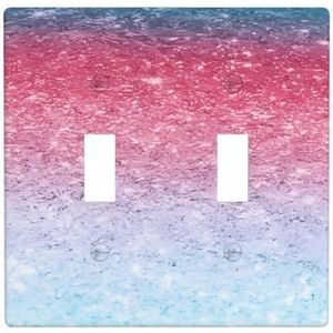 ZhaoYuGoods Blauwroze en paarse pastelkleuren print muurplaat, dubbele tuimellichtschakelaar outlet cover 2-voudig 11,4 cm x 11,4 cm, decoratieve pc-voorplaat voor thuis en op kantoor