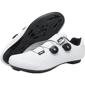 NGARY Mens dames fietsen schoenen rijden racefietsen, compatibel met peloton look SPD SPD-SL delta-schoenplaten voor road fietsen indoor indoor buiten pedaal fietsen schoenen,Wit,45 EU