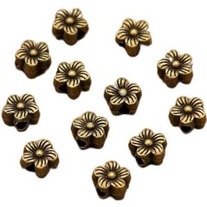 60 stuks 6 * 6mm twee kleuren kleine bloem kraal spacer kraal bedels voor diy kralen armbanden sieraden handgemaakte maken-antiek brons
