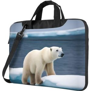 SSIMOO Gekleurde strepen verticale stijlvolle en lichtgewicht laptop messenger bag, handtas, aktetas, perfect voor zakenreizen, IJsbeer, 15.6 inch