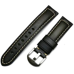 20mm 22mm 24mm 26mm handgemaakte Italiaanse bruine zwarte blauwe vintage echte lederen horlogeband riem geschikt for panai Huawei Mannen horlogeband (Color : Black, Size : 18mm)