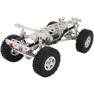 MANGRY 1:24 DIY Auto Chassis Frame Met Dubbele Voorassen for Axiale 1/24 SCX24 90081 RC Afstandsbediening Speelgoed Auto onderdelen (Color : With Wheels Silver)