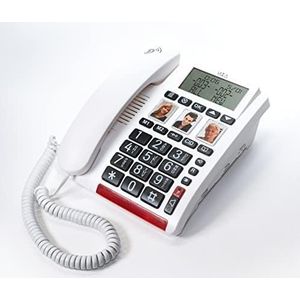 VOCA Grote knop telefoon CP130, versterkte handsfree luidspreker, compatibel met gehoorapparaten, hoge volume voor slechthorenden en slechtzienden - Dementiehulp voor ouderen