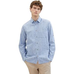 TOM TAILOR Herenhemd, 34724 - Mid Blue Stripe, L