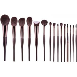 Multifunctionele Make-upborstel 15-delige dagelijkse make-upset met essentiële kwasten for eyeliner, oogschaduw en wenkbrauwkwasten Oogmake-up Kwasten voor Dames(Naked brush)