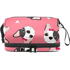 Grote capaciteit reizen cosmetische tas,Hond Puppie,Make-up tas,Waterdichte make-up tas Organizer, Meerkleurig, 27x15x14 cm/10.6x5.9x5.5 in