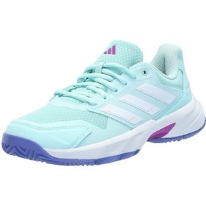 adidas Women's Courtjam Control 3 Tennis Sneaker, Semi Flash Aqua/White/Cobalt Blue, 10