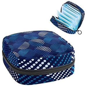 Periode Pouch Draagbare Tampon Opbergtas,Tampon Houder voor Portemonnee Vrouwelijke Product Organizer,Polka Dot Blauw, Meerkleurig, 4.7x6.6x6.6 in/12x17x17 cm