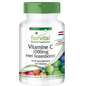 Fairvital | Vitamine C 1000mg gebufferd - hoog gedoseerd - VEGAN - 120 tabletten - met rozenbottel