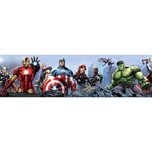 AG-Design Marvel Avengers, WBD 8087, zelfklevende rand, waterdicht, kinderkamer, wanddecoratie, wandboord voor meisjes en jongens, folie, meerkleurig, breedte 500 cm x hoogte 10 cm