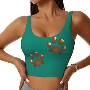 ZXERTG Pet Paw Prints Print Atletische Tanktops, Hoge Ondersteuning, Ideaal voor High-Impact Trainingen, Yoga en Hardlopen, Zwart, S