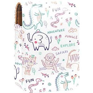 Kleurrijke Dieren Patroon Lipgloss Houder Lipstick Case Draagbare Mini Lipstick Opbergdoos Reizen Lipstick Organizer Case met Spiegel voor Vrouwen, Meerkleurig, 9.5x2x7 cm/3.7x0.8x2.7 in