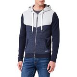 TOM TAILOR Mannen Sweatjack in Colourblocking 1033016, 27914 - Navy Offwhite Inject Stripe, 3XL