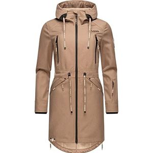 Marikoo Racquellee Softshelljas voor dames, parka, overgangs-/regenjas, met capuchon Taupe grijs XL