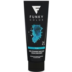 FUNKY COLOR TEAL 21, kleurstof voor semi-permanente haarkleuring, semi-permanente haarkleuring (28 kleuren).