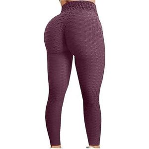 Yogabroek met hoge taille, heuplift en buikverstrakking Fitness hardloopyogabroek for dames, trainingslegging (Color : Wine, Size : S)