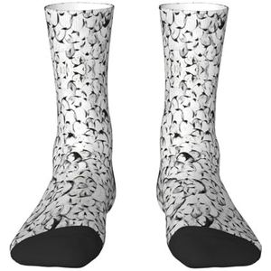 Stijlvolle menigte van pinguïns patroon volwassen grappige 3d sokken crew sokken nieuwigheid sokken gag geschenken, zachte gezellige sokken., 2 Zwart-2, Eén Maat