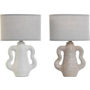 Home ESPRIT Tafellamp, wit, beige, aardewerk, 40 W, 220 V, 22 x 22 x 34 cm (2 stuks)
