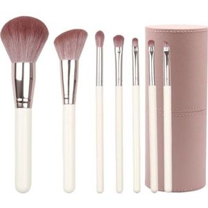 Multifunctionele Make-upborstel Make-upkwastenset 7 Stuks For Oog- En Gezichtscontourkwasten Oogmake-up Kwasten voor Dames(White-Brush Bucket)