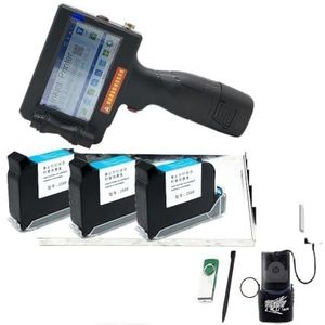 Handbediende Inkjetprinter, Touchscreen 12.7mm Handheld Inkjet Printer Sneldrogende Coder Label Printer 600DPI QR Code Logo Thermische Printer Slim Sneldrogend Printen (Color : Printer and 2 ink, Si