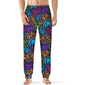 Fiets En Aarde Patroon Mannen Pyjama Broek Zachte Lounge Bottoms Met Pocket Slaap Broek Loungewear